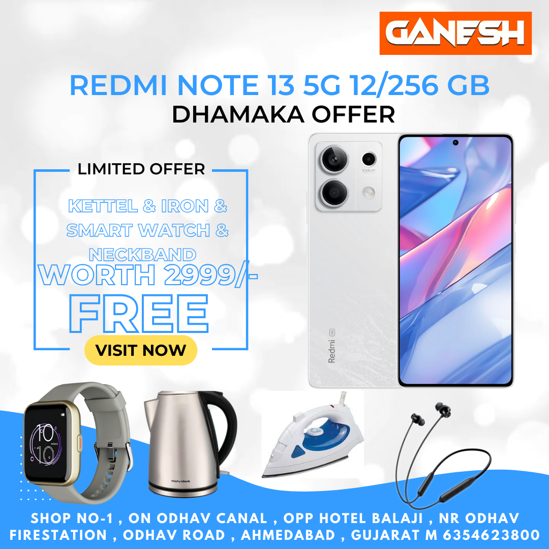 REDMI NOTE 13 5G 12/256 GB  + KETTEL & IRON & SMART WATCH &  NECKBAND