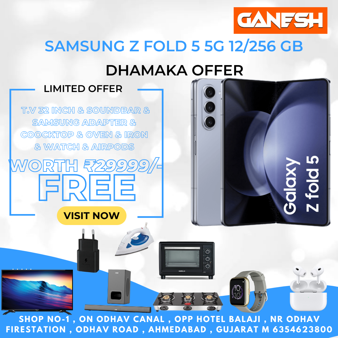 SAMSUNG  FOLD 5 12/256 GB + FREE T.V 32 INCH & SOUNDBAR  & SAMSUNG ADAPTER & COOKTOP & OVEN & IRON & WATCH & AIRPODS