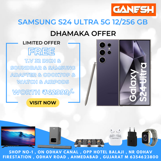 SAMSUNG S24 ULTRA 12/256  + FREE T.V 32 INCH & SOUNDBAR  & SAMSUNG ADAPTER & COOKTOP & WATCH & AIRPODS