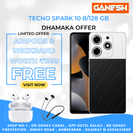 TECNO SPARK 10 PRO 4G 8/128 GB & FREE AIRPODS + NECKBAND