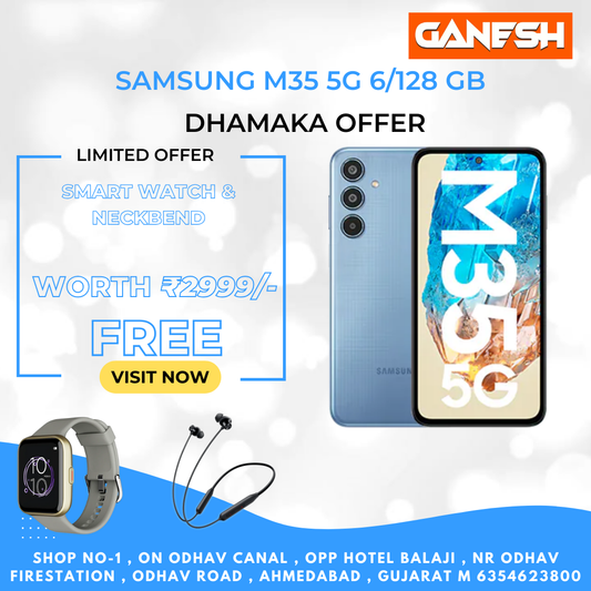 SAMSUNG M35 5G 6/128 GB  + FREE SMART WATCH & NECKBEND