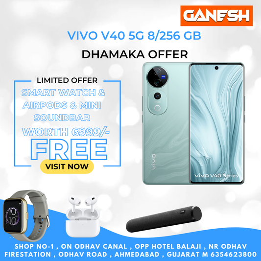 VIVO V40 5G 8/256 GB + FREE SMART WATCH & AIRPODS & MINI SOUNDBAR